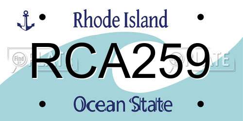 RCA259 Rhode Island License Plate