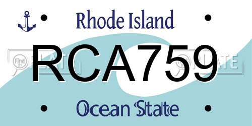 RCA759 Rhode Island License Plate
