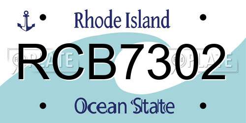 RCB7302 Rhode Island License Plate