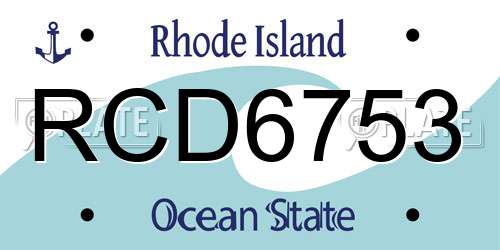 RCD6753 Rhode Island License Plate