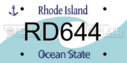 RD644 Rhode Island License Plate