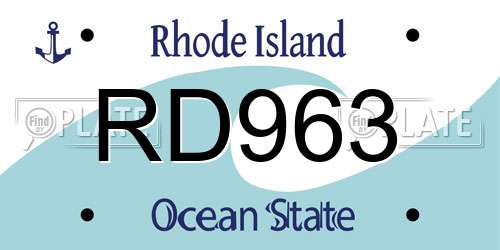 RD963 Rhode Island License Plate