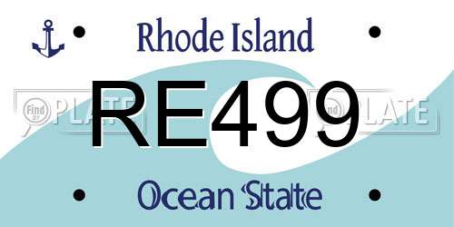 RE499 Rhode Island License Plate