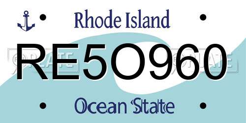 RE5O960 Rhode Island License Plate