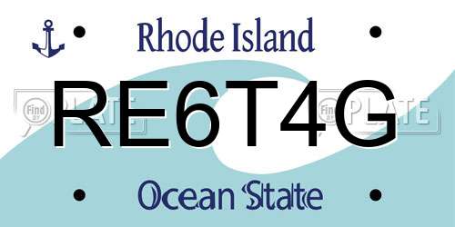 RE6T4G Rhode Island License Plate