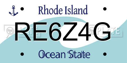 RE6Z4G Rhode Island License Plate