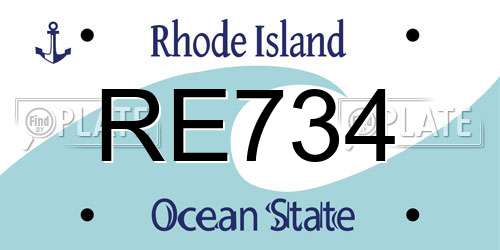 RE734 Rhode Island License Plate