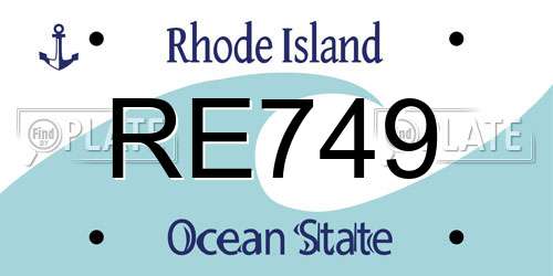 RE749 Rhode Island License Plate
