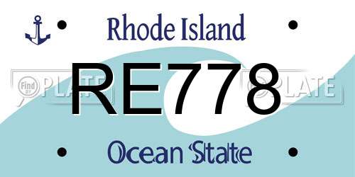 RE778 Rhode Island License Plate