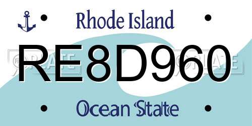 RE8D960 Rhode Island License Plate