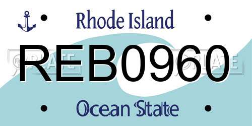 REB0960 Rhode Island License Plate