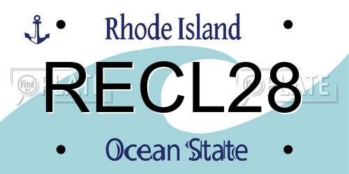 RECL28 Rhode Island License Plate