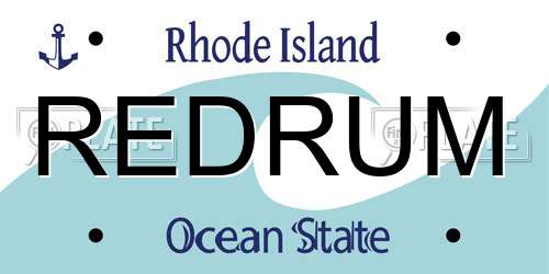 REDRUM Rhode Island License Plate