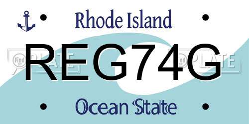 REG74G Rhode Island License Plate