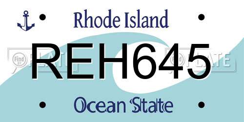 REH645 Rhode Island License Plate