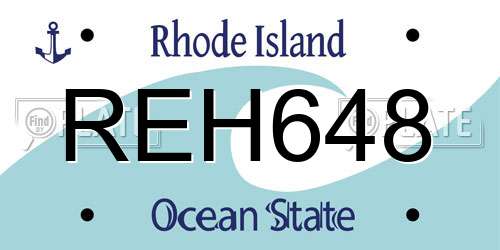 REH648 Rhode Island License Plate
