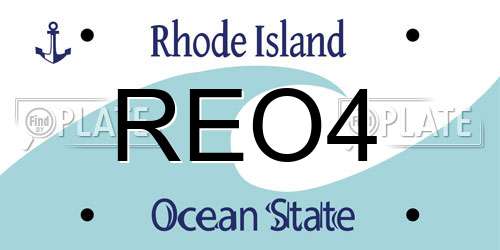 REO4 Rhode Island License Plate