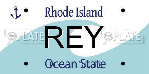 REY Rhode Island License Plate