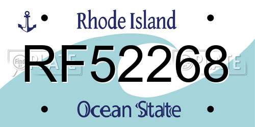RF52268 Rhode Island License Plate