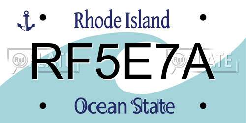 RF5E7A Rhode Island License Plate