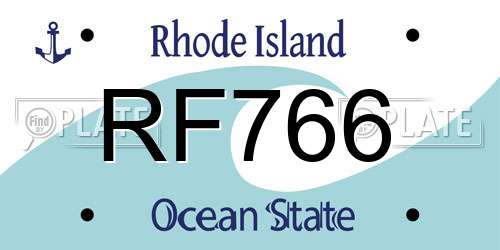 RF766 Rhode Island License Plate