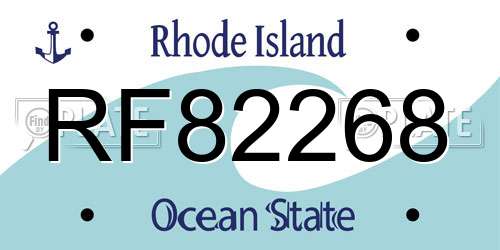 RF82268 Rhode Island License Plate
