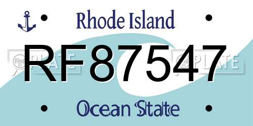 RF87547 Rhode Island License Plate