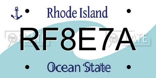 RF8E7A Rhode Island License Plate