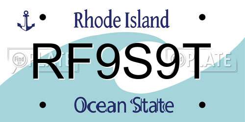 RF9S9T Rhode Island License Plate