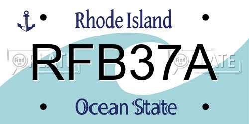 RFB37A Rhode Island License Plate