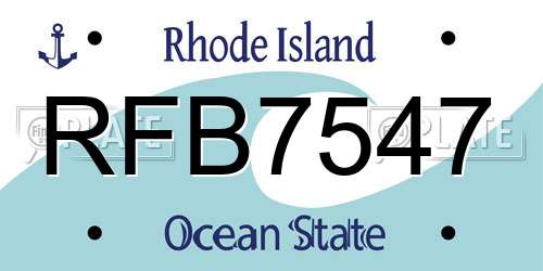RFB7547 Rhode Island License Plate