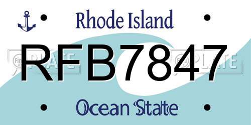 RFB7847 Rhode Island License Plate
