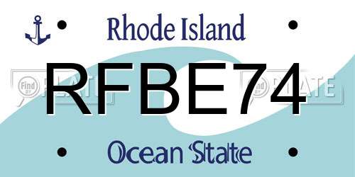 RFBE74 Rhode Island License Plate
