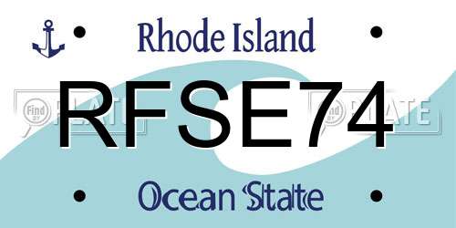 RFSE74 Rhode Island License Plate