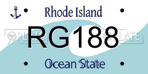 RG188 Rhode Island License Plate