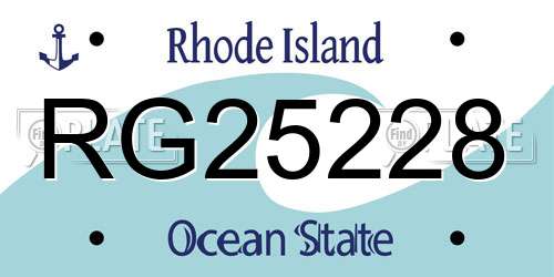 RG25228 Rhode Island License Plate