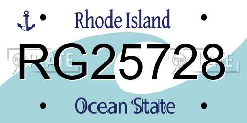 RG25728 Rhode Island License Plate