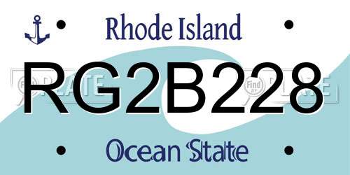 RG2B228 Rhode Island License Plate