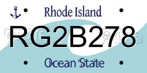 RG2B278 Rhode Island License Plate