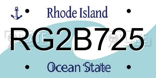 RG2B725 Rhode Island License Plate