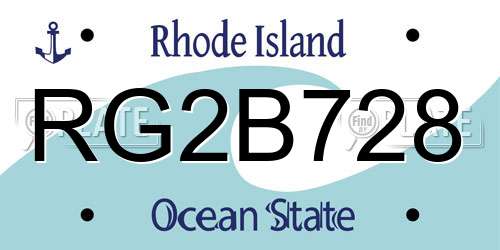 RG2B728 Rhode Island License Plate