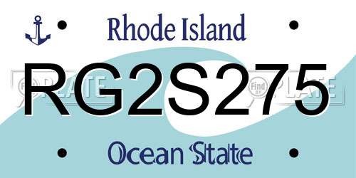 RG2S275 Rhode Island License Plate