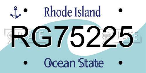 RG75225 Rhode Island License Plate