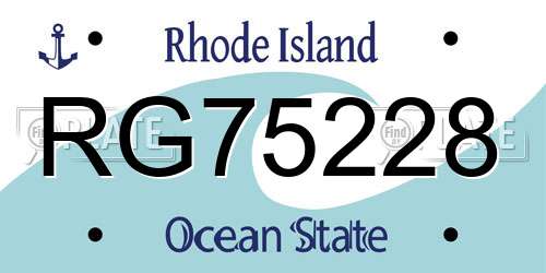 RG75228 Rhode Island License Plate