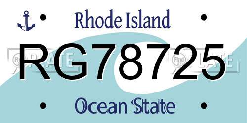 RG78725 Rhode Island License Plate