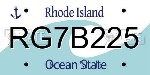 RG7B225 Rhode Island License Plate