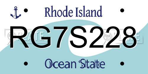 RG7S228 Rhode Island License Plate