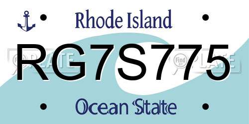 RG7S775 Rhode Island License Plate