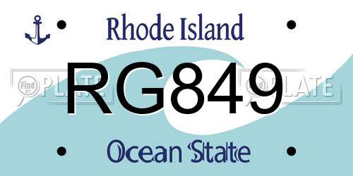 RG849 Rhode Island License Plate
