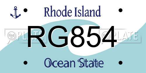 RG854 Rhode Island License Plate